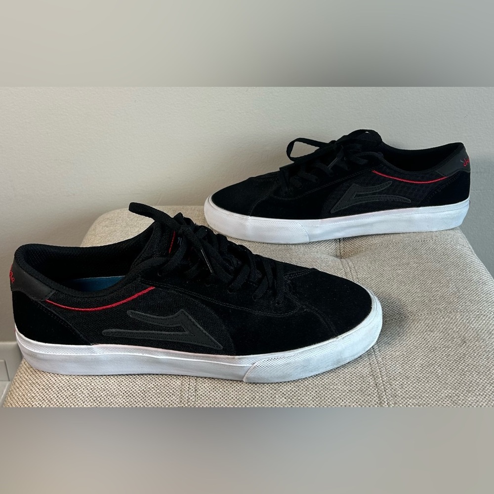 Lakai x Chocolate Flaco 2 Skate Shoes Black Red Suede Limited Collection Size 9